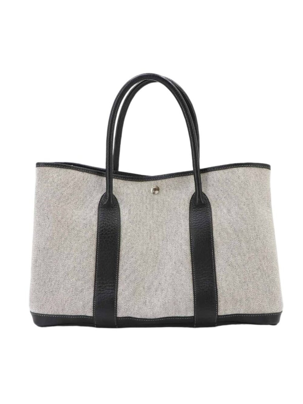Hermes Garden Party 36 PM Tote Bag Toile H Leather Black Gray